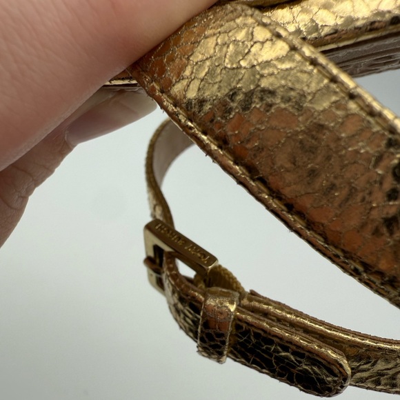 Tory Burch Gold Metallic Leather Ankle Strap Heels Sandals Size 5M - Picture 9 of 9